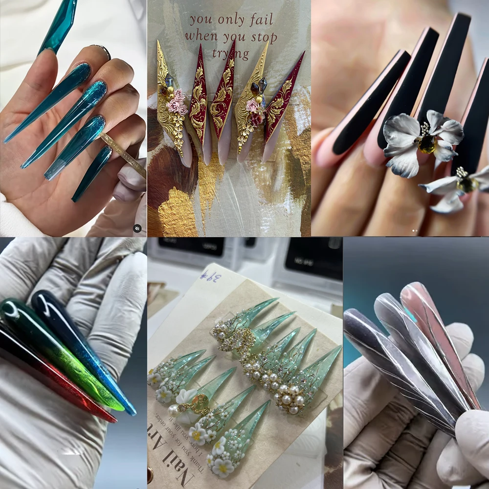 BNG 3D 곡선 스틸레토 네일 폴리 확장 젤 확장 XL XXL 아크릴 네일 몰드 재사용 가능한 풀 커버 몰드 용 듀얼 폼