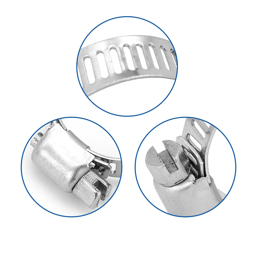 NINDEJIN 3-10pcs 호스 클램프 조정 가능한 6-311mm 스테인레스 스틸 웜 기어 호스 클립 물 파이프 배관 용 호스 잠금 장치