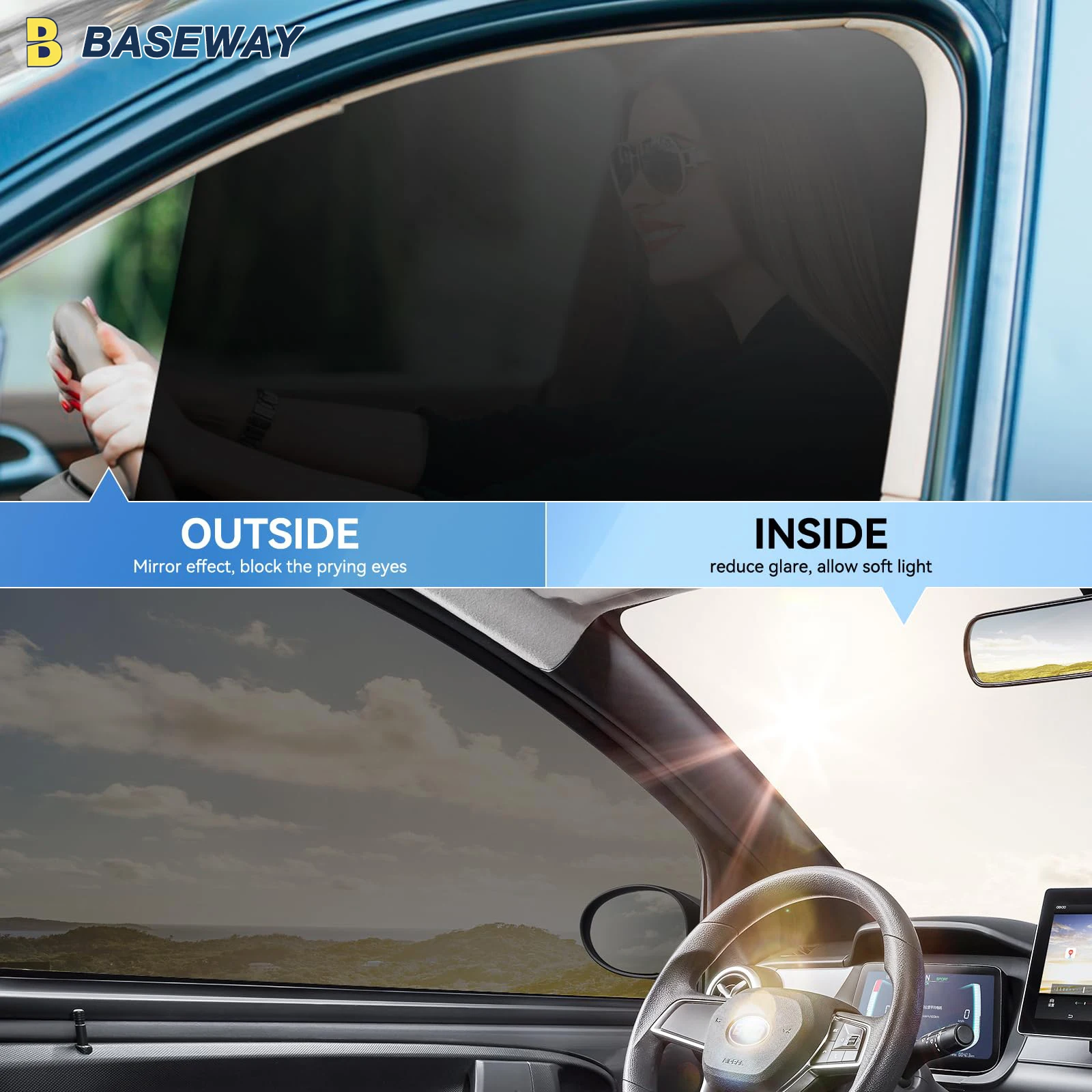 50cm x 3/10m 자동차 창문 색조 필름, 프라이버시 보호, 보이지 않는 비닐 호일, 차양 스티커, 태양 보호대 유리, UV 쉐이드 썬팅지 틴트 쿨톤 창문스티커 카풍차단 자동차선팅 창문유리 자동차유리덮개 유리창 단열 창문시트지 차량용태양광 차량용 태양광