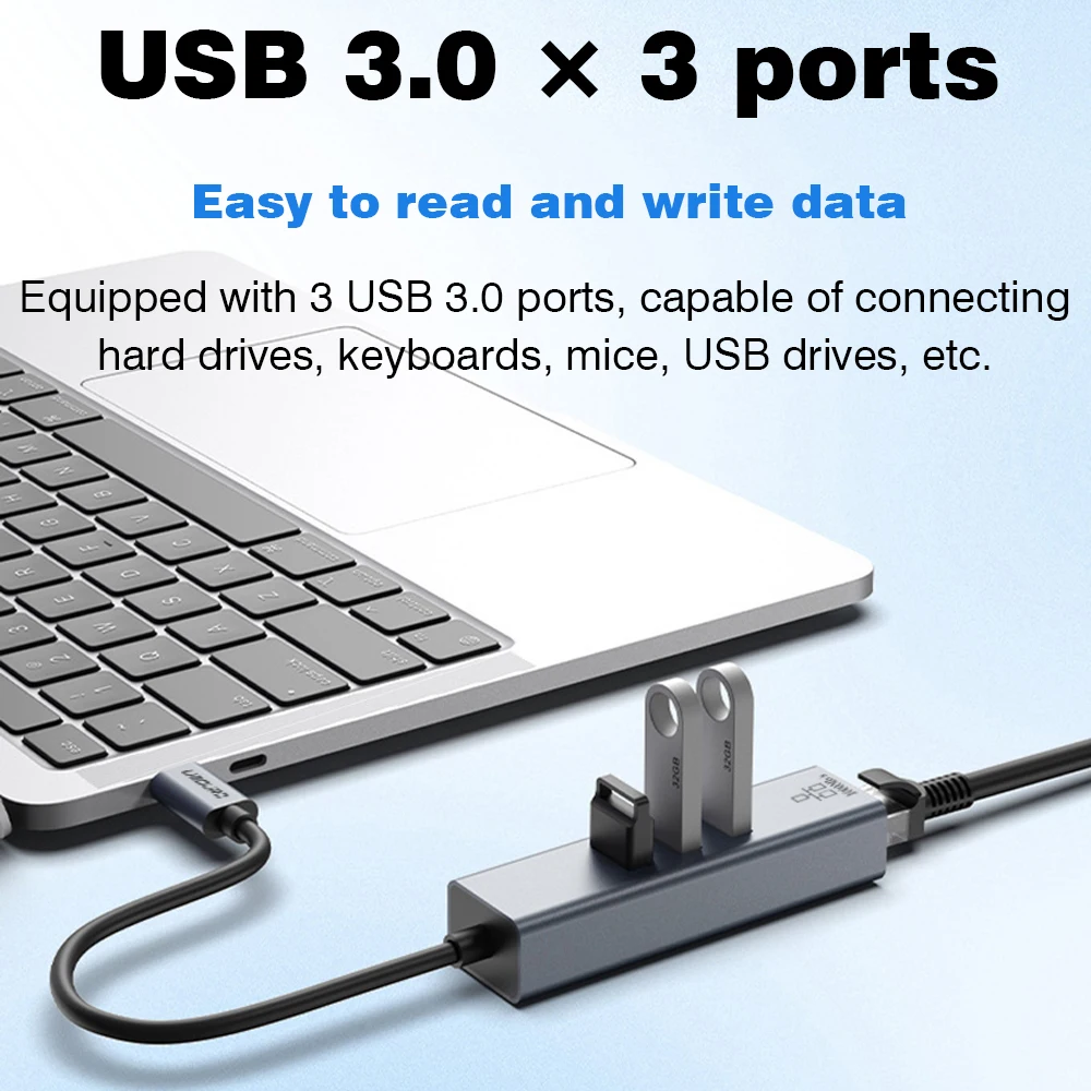 USB C 허브 도킹 스테이션 유형 C-RJ45 1000Mbps 이더넷 어댑터 USB3.0 허브 기가비트 네트워크 카드 100W 충전 도크 확장