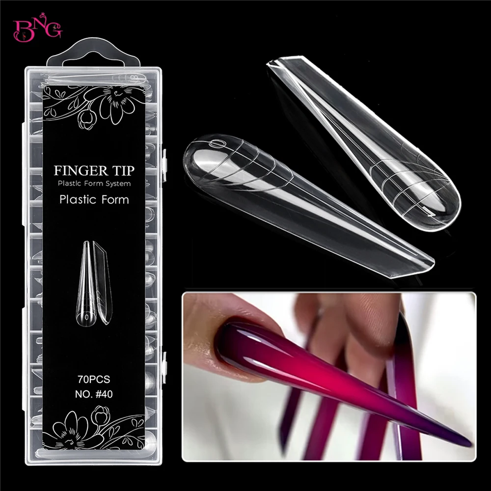 BNG 3D 곡선 스틸레토 네일 폴리 확장 젤 확장 XL XXL 아크릴 네일 몰드 재사용 가능한 풀 커버 몰드 용 듀얼 폼