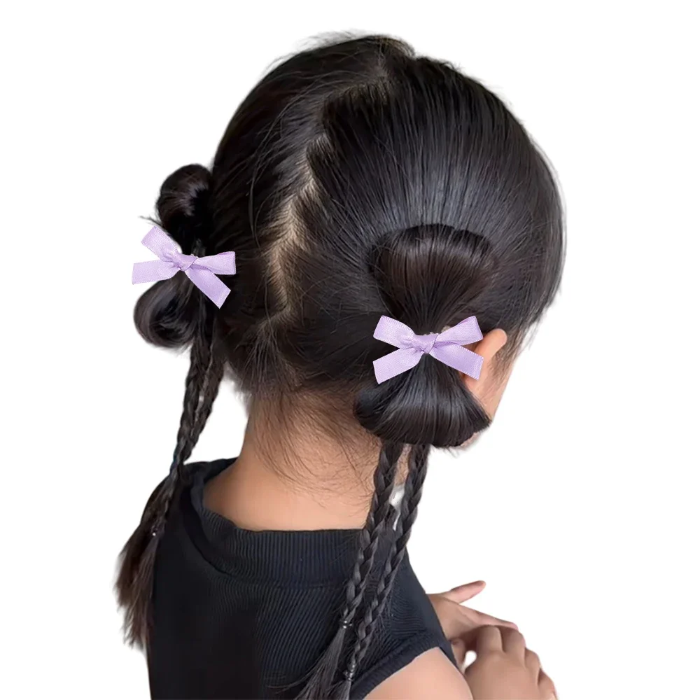 4/6/8/10Pcs 헤어 클립과 어린이 달콤한 솔리드 컬러 미니 Bowknot 아기 소녀 발레 스타일 리본 땋은 헤어 액세서리 도매
