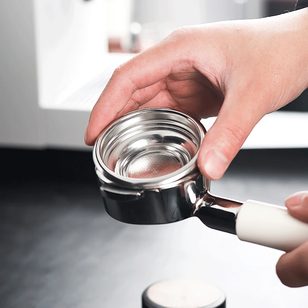 51mm 54mm 58mm 커피 필터 바구니 스테인레스 스틸 커피 파우더 보울 커피 핸들 밑면없는 유니버설 커피 파우더 보울