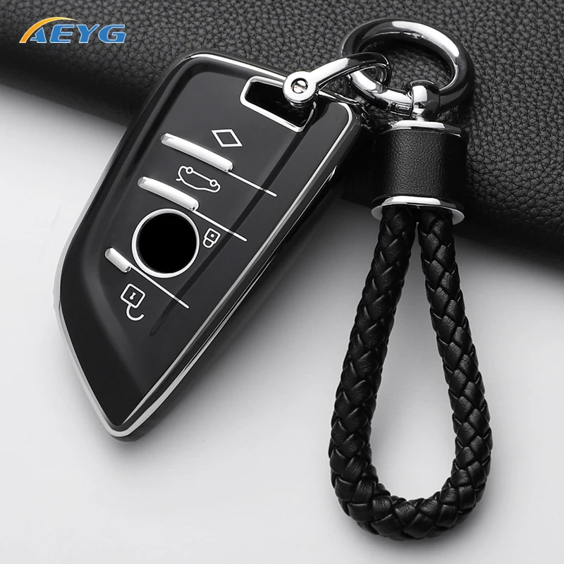 TPU 자동차 원격 키 케이스 커버 셸 Fob BMW X1 X3 X4 X5 X6 F15 F16 G30 3 5 7 시리즈 G11 F48 액세서리 키 체인