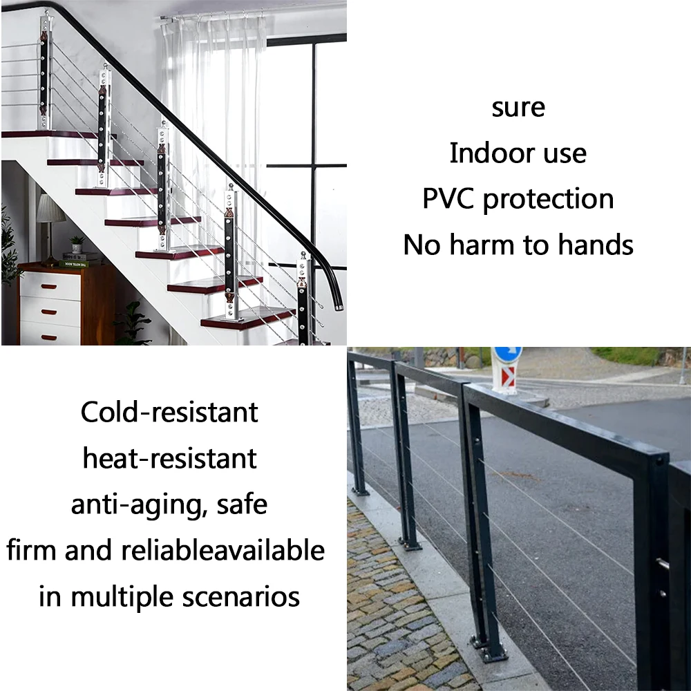 5M/10M/50M/100M 투명 색상 PVC 플라스틱 코팅 1.0-6mm 304 스테인레스 스틸 와이어 로프 케이블은 빨랫줄 등에 사용됩니다.