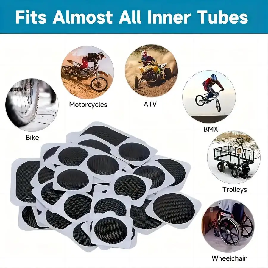 자전거 타이어 수리 키트-패치, 타이어 필름, 그라인딩 필름, 크로우바, 사이클링 타이어 패치 수리 키트, 다기능 도구