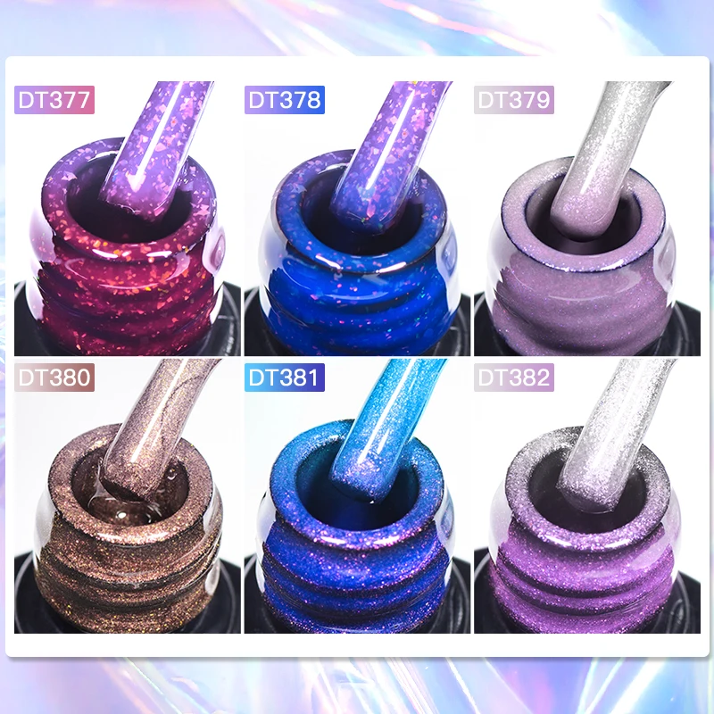 오로라 써멀 젤 네일 광택제, 퍼플 누드 글리터, 스파클링 온도 변화, 반영구 네일 아트 젤 바니시, 7ml