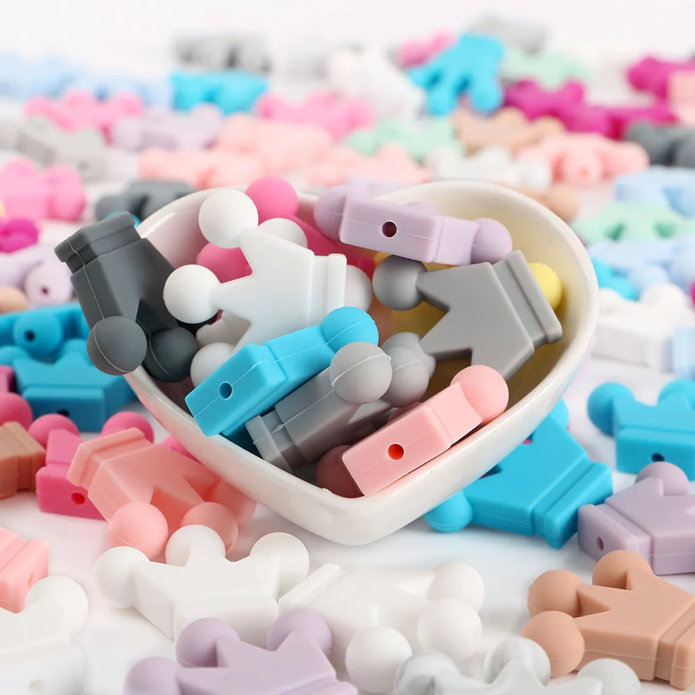 10 개/몫 미니 실리콘 구슬 보석에 대 한 활 크라운 잎 꽃 DIY 젖꼭지 체인 팔찌 액세서리 만들기