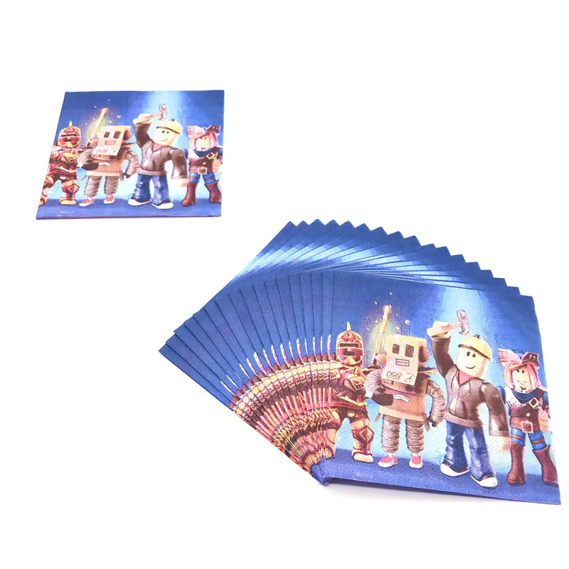 뜨거운 로봇 Roblox 어린이 생일 파티 용품 세트 일회용 식기 Roblox 종이 접시 컵 풍선 베이비 샤워 파티 장식