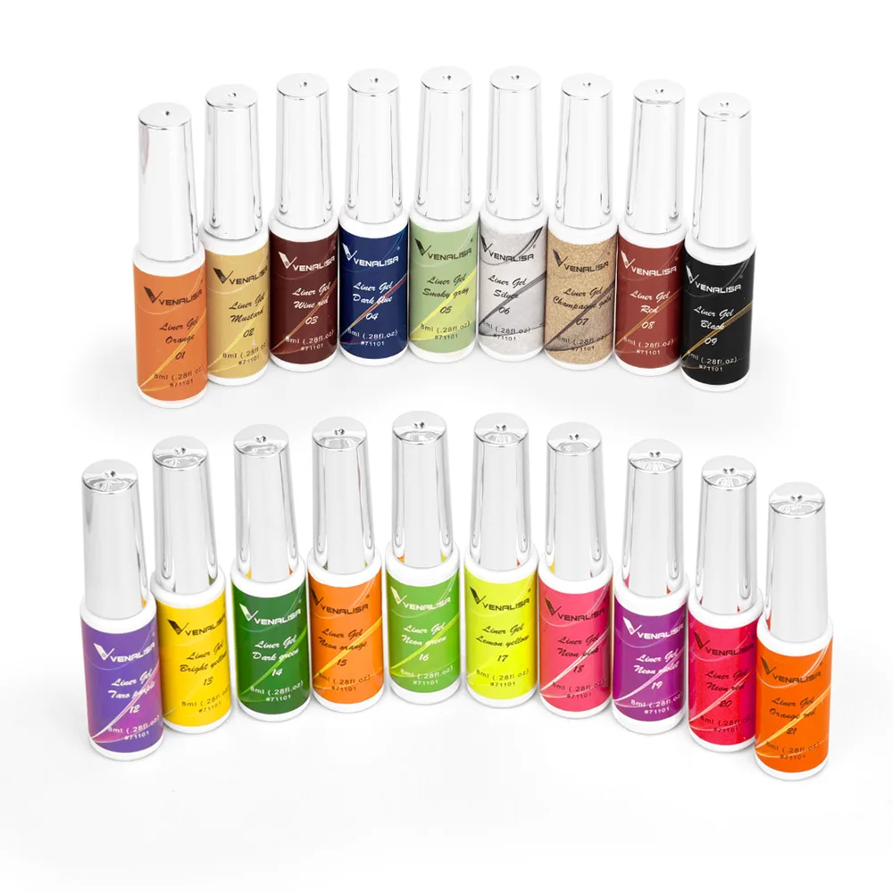Venalisa 라이너 젤 8ml 프랑스어 네일 젤 폴란드어 UV LED 페인팅 젤 네일 아트 디자인 화려한 반짝이 컬러 DIY 드로잉 폴란드어