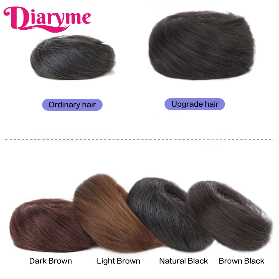 탄성 고무 밴드 가짜 머리 롤빵 합성 스트레이트 Chignon 클립 머리 꼬리 확장 Updo 헤어 롤빵 헤어 피스 여성을위한