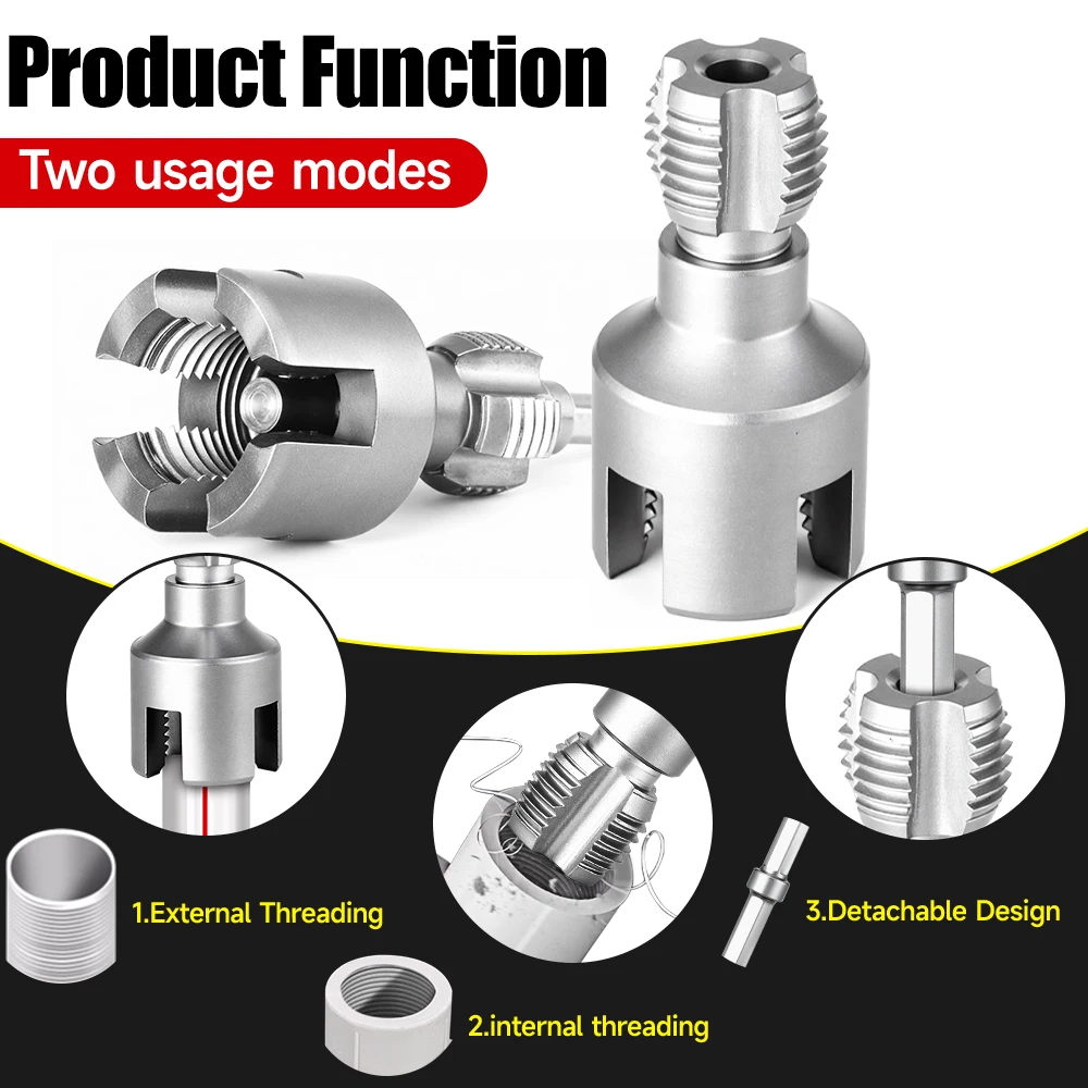 DN15/20/25 파이프 스레딩 도구 육각 섕크 다이 내부 외부 스레드 1/2 & 3/4 & 1 인치 수도관 PPR PVC MPP 분리형