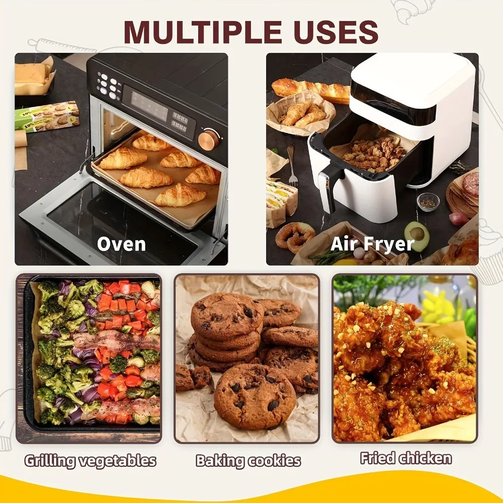 5/8/10/20m 양피지 베이킹 시트 오븐용 비 스틱 프리 컷 베이킹 라이너 에어 프라이어 그릴 매트 찐빵 쿠키