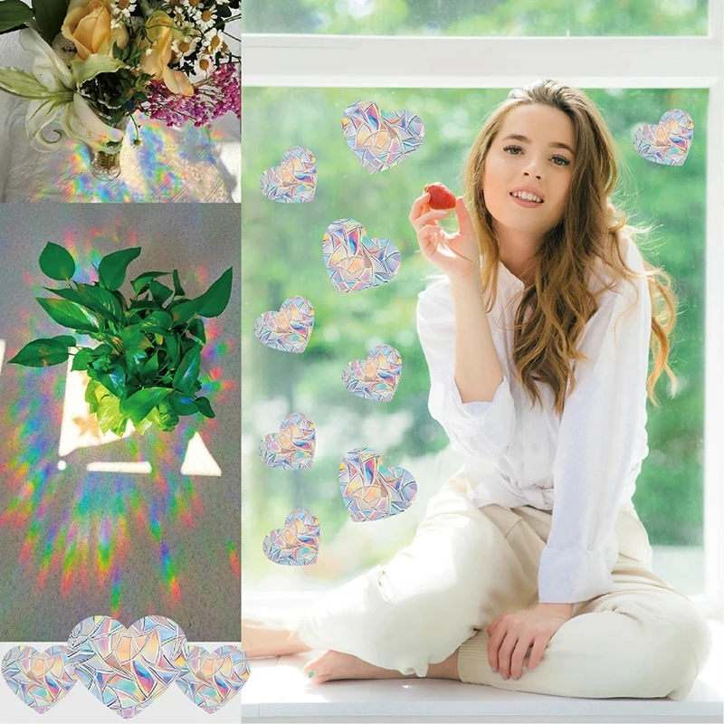 레인보우 썬캐처 창 스티커, PVC 고양이 나비 프리즘 유리 벽 스티커, 가정 어린이 침실 장식, 자체 접착 데칼