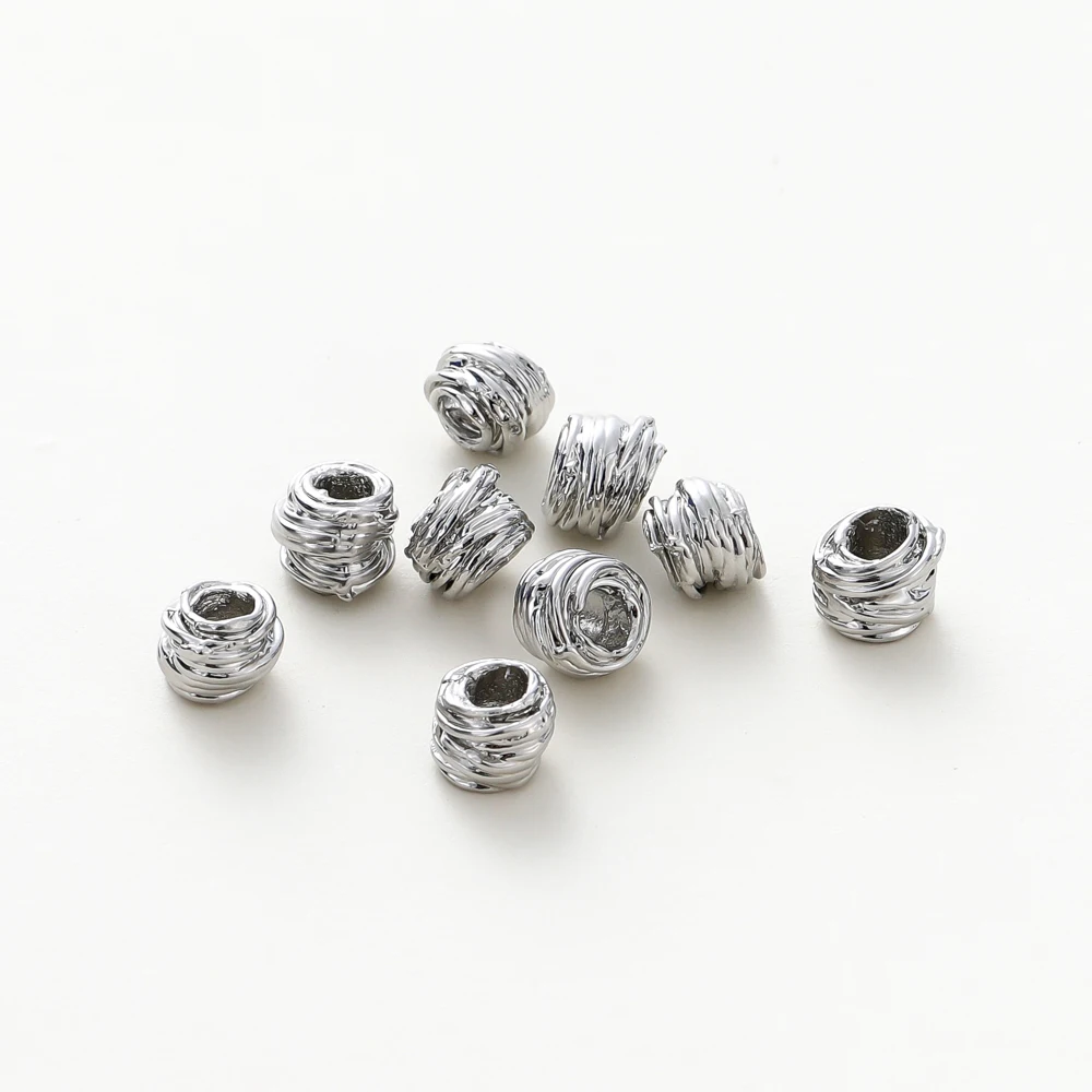 10/30/50 개/갑 14K/18K 골드 도금 황동 직조 볼 스페이서 비즈 DIY 팔찌 목걸이 쥬얼리 액세서리 만들기