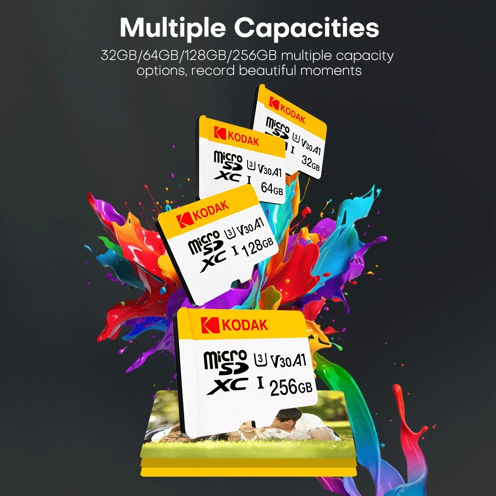 KODAK 미니 메모리 SD 카드 256GB 128GB 64GB 32GB U3 V30 4K 풀 HD 마이크로 TF 메모리 플래시 카드(전화/컴퓨터/카메라용)