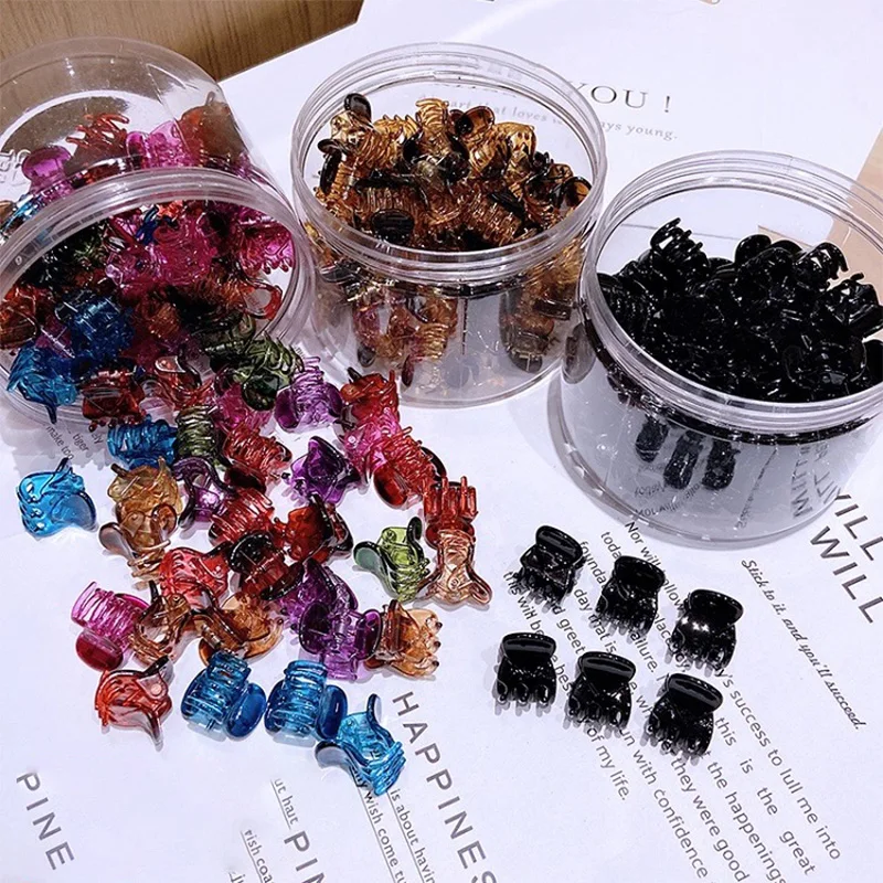 여자를위한 미니 헤어 클로 클립 여자 한국어 간단한 작은 검은 투명 플라스틱 클립 머리핀 키즈 헤어 스타일링 액세서리