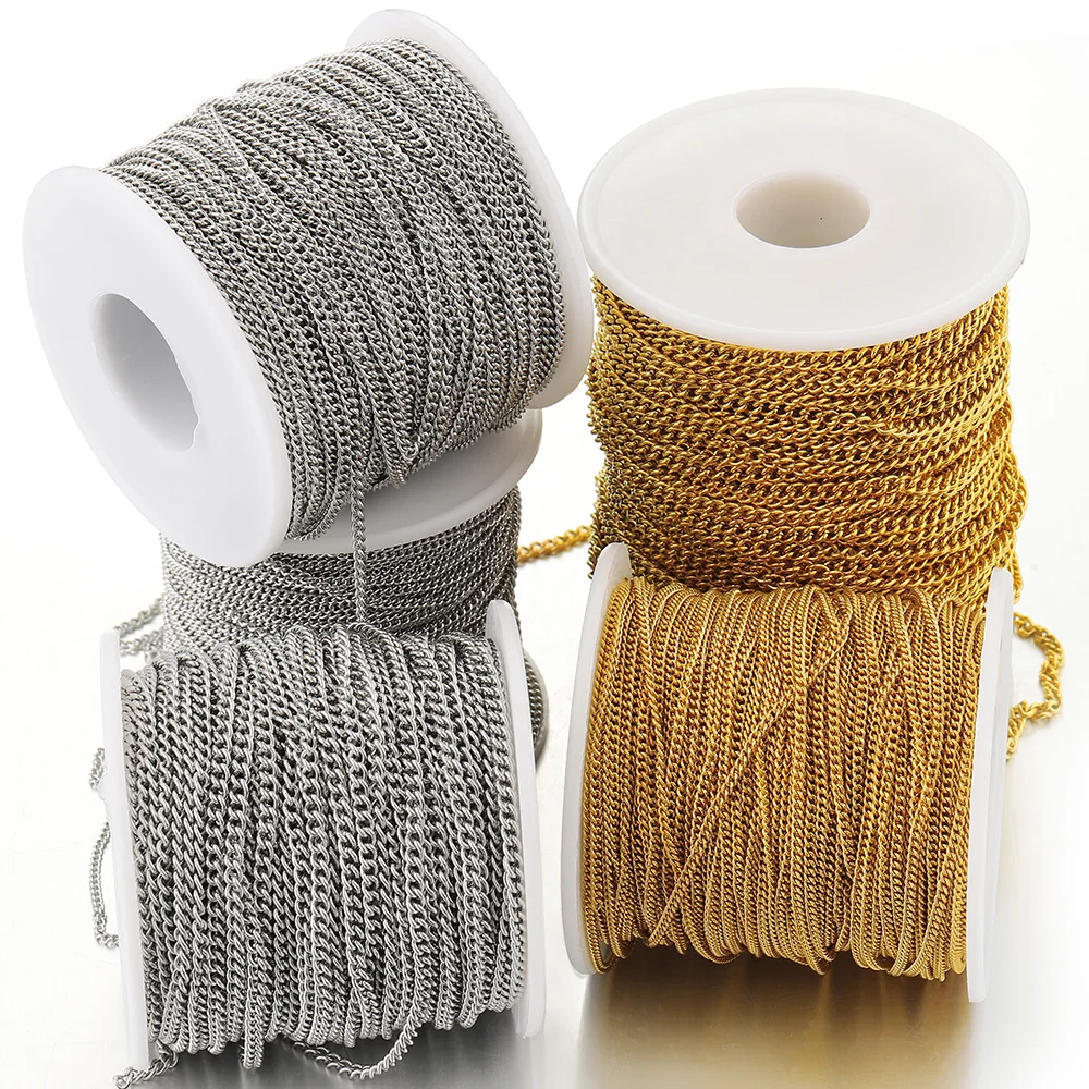 스테인레스 스틸 롤로 벌크 체인 케이블 링크 체인, 목걸이 팔찌 쥬얼리 제작, DIY 액세서리 도매, 2 m