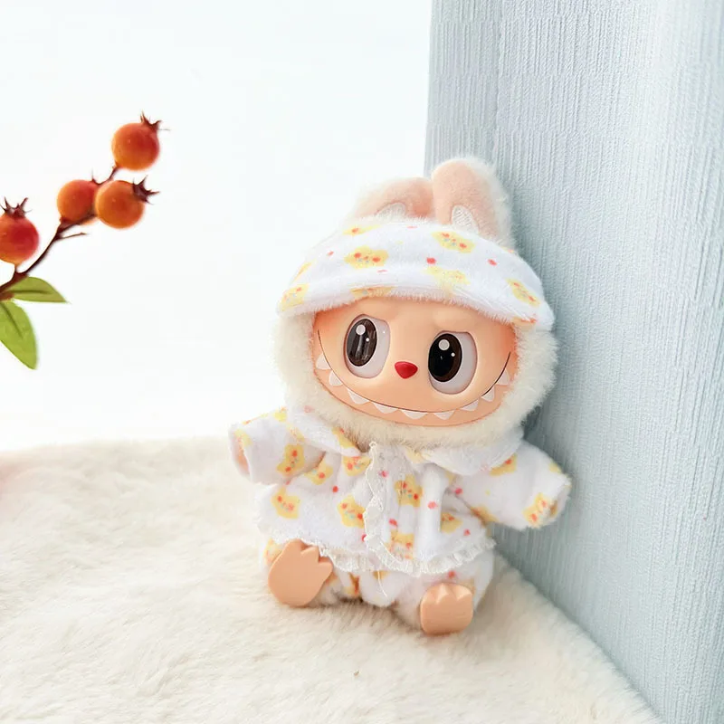 15cm/17cm Labubu I II 인형 옷 귀여운 아이 마스크 잠옷 3 피스 세트 액세서리 의류 봉제 인형 의류