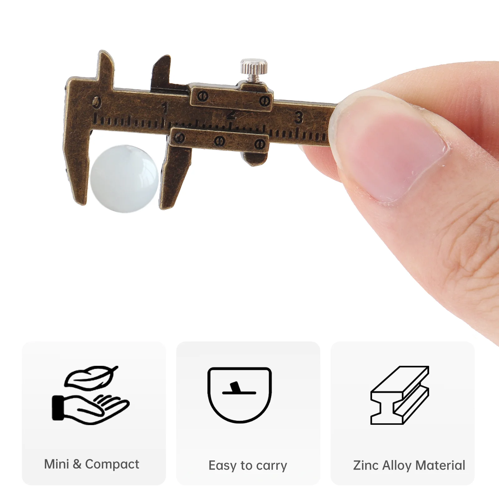 측정을 위한 체인 키체인 및 1mm 정확도를 갖춘 0-40mm 휴대용 미니 아연 합금 버니어 캘리퍼스