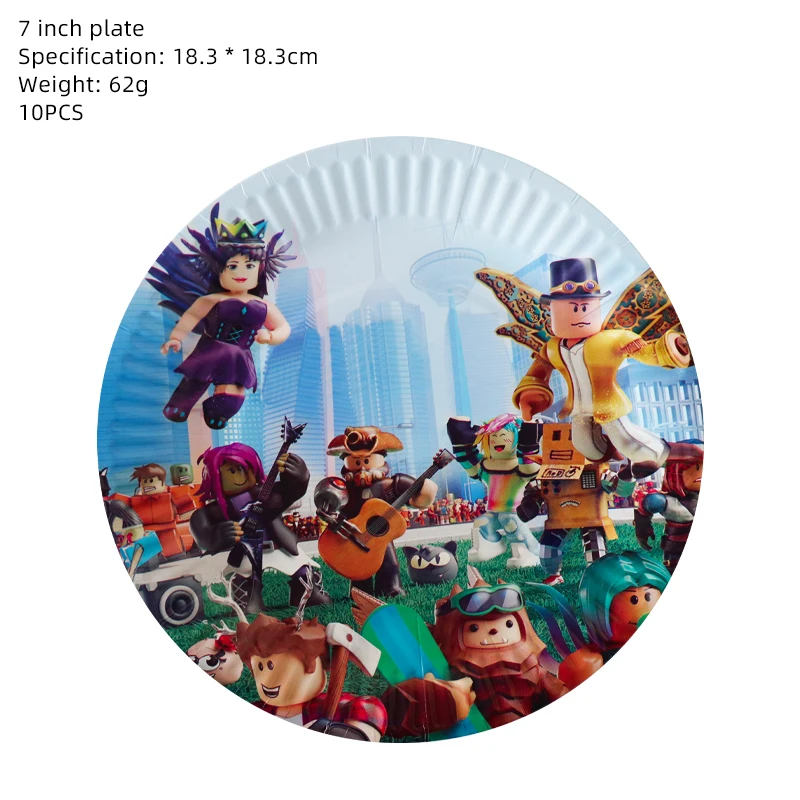 뜨거운 Roblox 생일 파티 장식 게임 풍선 어린이를위한 일회용 식기 배경 소년 파티 용품 베이비 샤워 장난감 선물