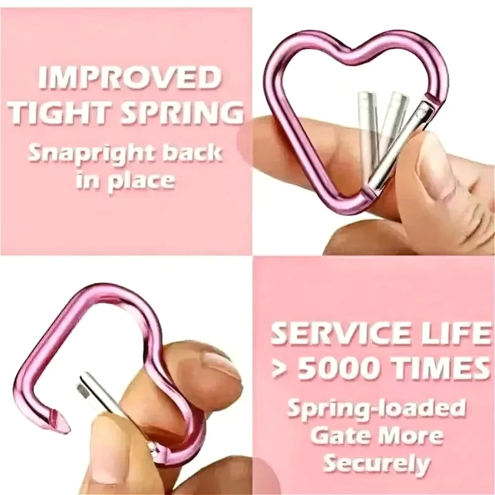 하트 모양의 금속 키 체인 야외 스포츠 Carabiner 등산 캠핑 열쇠 고리 버클 멀티 여행 키트 후크 교수형 열쇠 고리