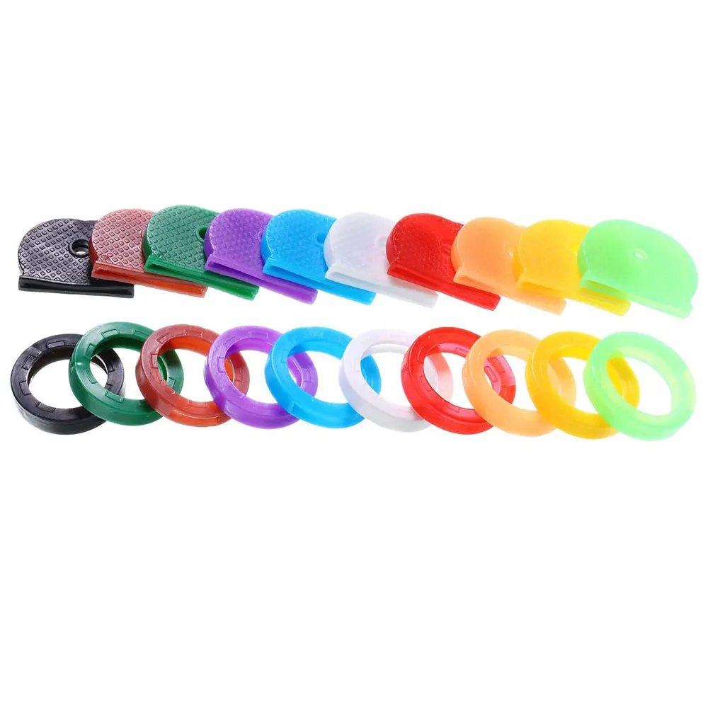 10-32 개/몫 모듬 색상 부드러운 PVC 다채로운 키 상단 커버 헤드/캡/태그/ID 마커 혼합 토퍼 열쇠 고리 액세서리