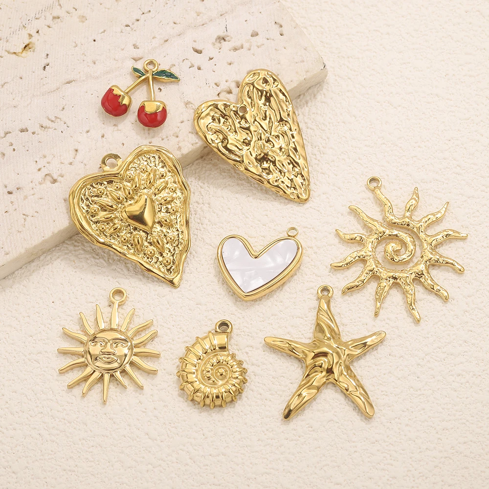 5pcs 쥬얼리에 대 한 스테인레스 스틸 골드 매력 DIY 여성 목걸이 귀걸이 쥬얼리 펜 던 트 액세서리 공예 매력 대량 만들기
