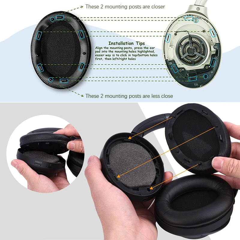 KUTOU 교체 용 이어 패드 소니 WH-1000XM3 1000XM3 WH1000XM3 헤드폰 귀마개 이어 패드 쿠션 액세서리 수리 부품
