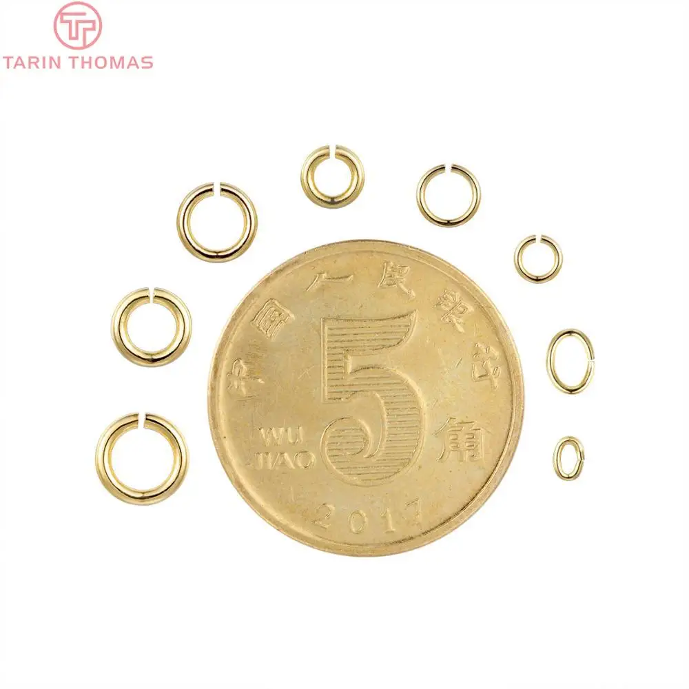 (3622) 50PCS 24K 골드 컬러 진짜 실버 컬러 도금 황동 점프 링 분할 링 보석 찾기 귀걸이 액세서리 도매