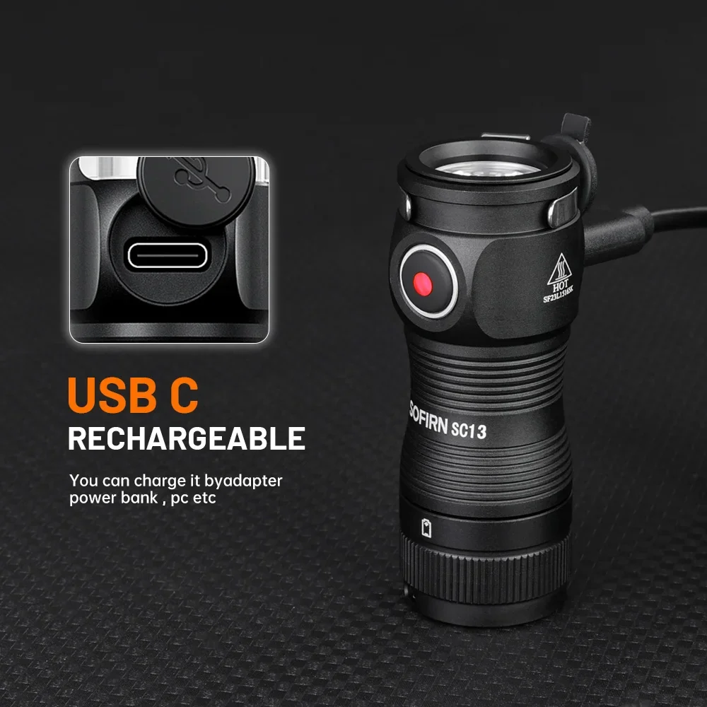Sofirn 미니 SC13 강력한 손전등 SST40/519A LED 1300lm 18350 충전식 Led 라이트 95 자기가있는 높은 CRI 토치 램프
