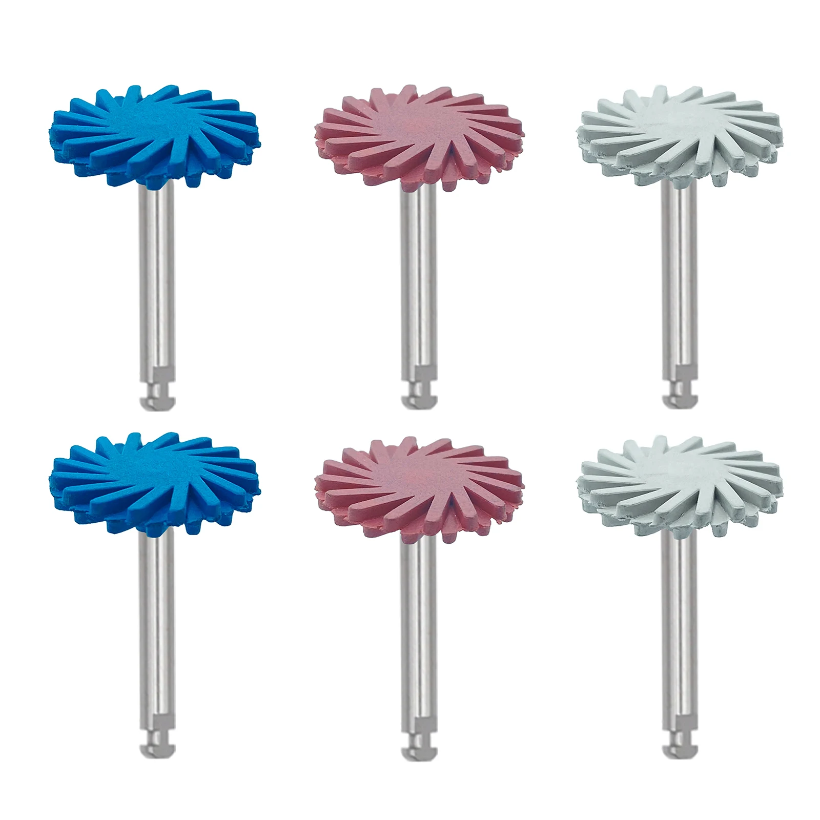 WellCK 6 개/대 치과 고무 폴리 셔 복합 수지 연마 다이아몬드 시스템 RA 디스크 키트 14mm 휠 나선형 플렉스 브러시 Burs