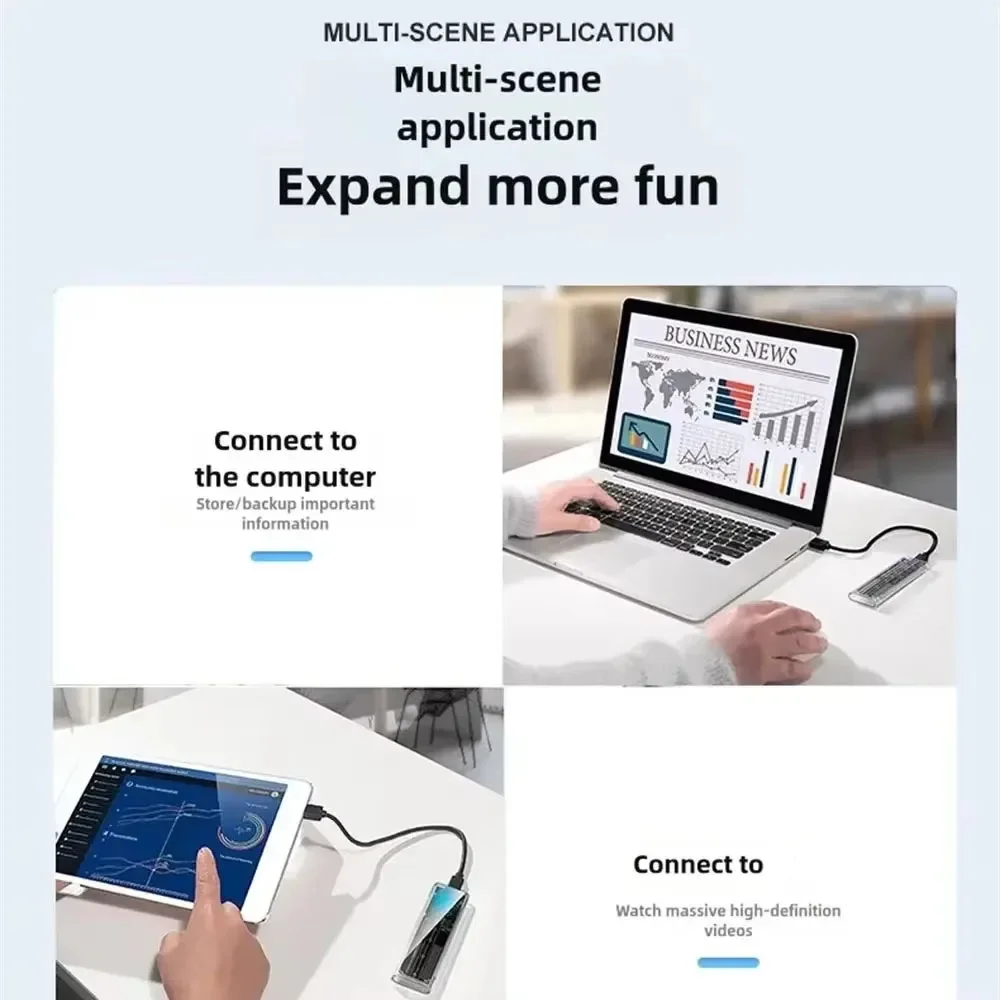M.2 NVME PCIe NGFF SATA 듀얼 프로토콜 SSD 케이스 투명 USB 유형 C 10Gbps PCI-E M2 SSD 투명 외부 인클로저 하드 디스크 박스