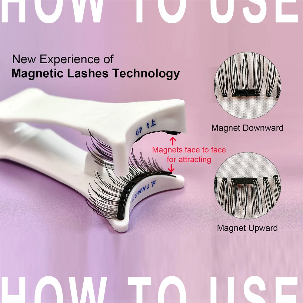 Yiernuo 자기 가짜 속눈썹 통합 상자 새로운 접착제가 없는 가짜 속눈썹 키트
