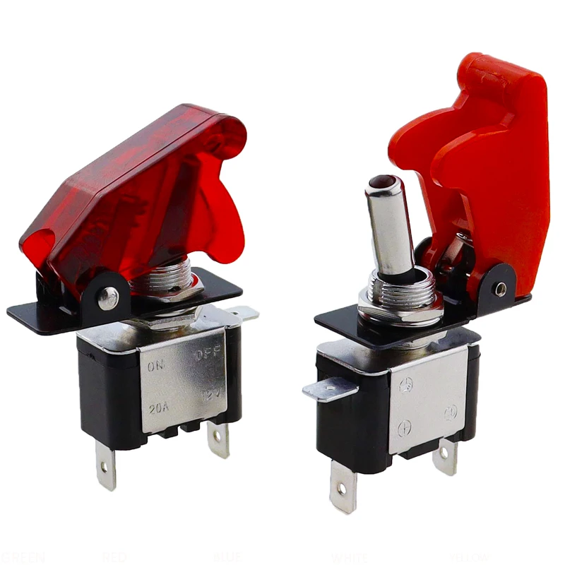 자동 자동차 보트 트럭 조명 Led 토글 스위치 안전 항공기 플립 업 커버 가드 빨간색 파란색 녹색 노란색 흰색 12V20A