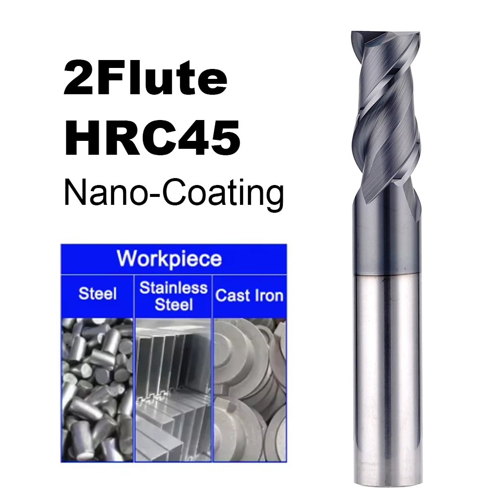 MZG 2 플루트 HRC45 HRC55 1 2 3 4 5 6 8 10 12 mm 구리 목재 밀링 커터 합금 초경 공구 텅스텐 강철 CNC 선반 엔드 밀