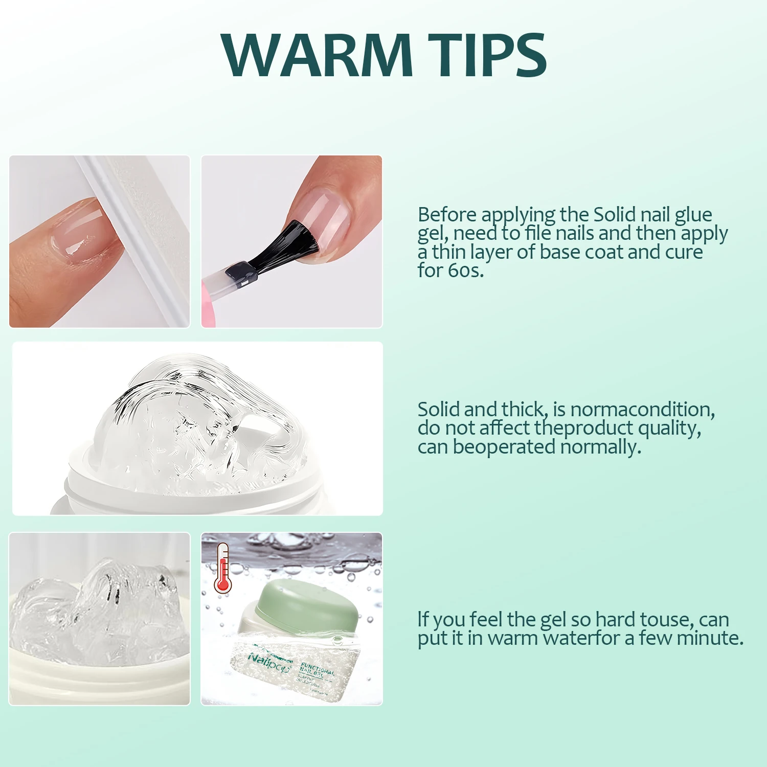 Nailpop 솔리드 네일 젤 접착제 손톱에 누르기 강력한 접착제 투명 젤 팁 접착제 UV 젤 오래 지속되는 손상 없음 20g (1/3pcs)