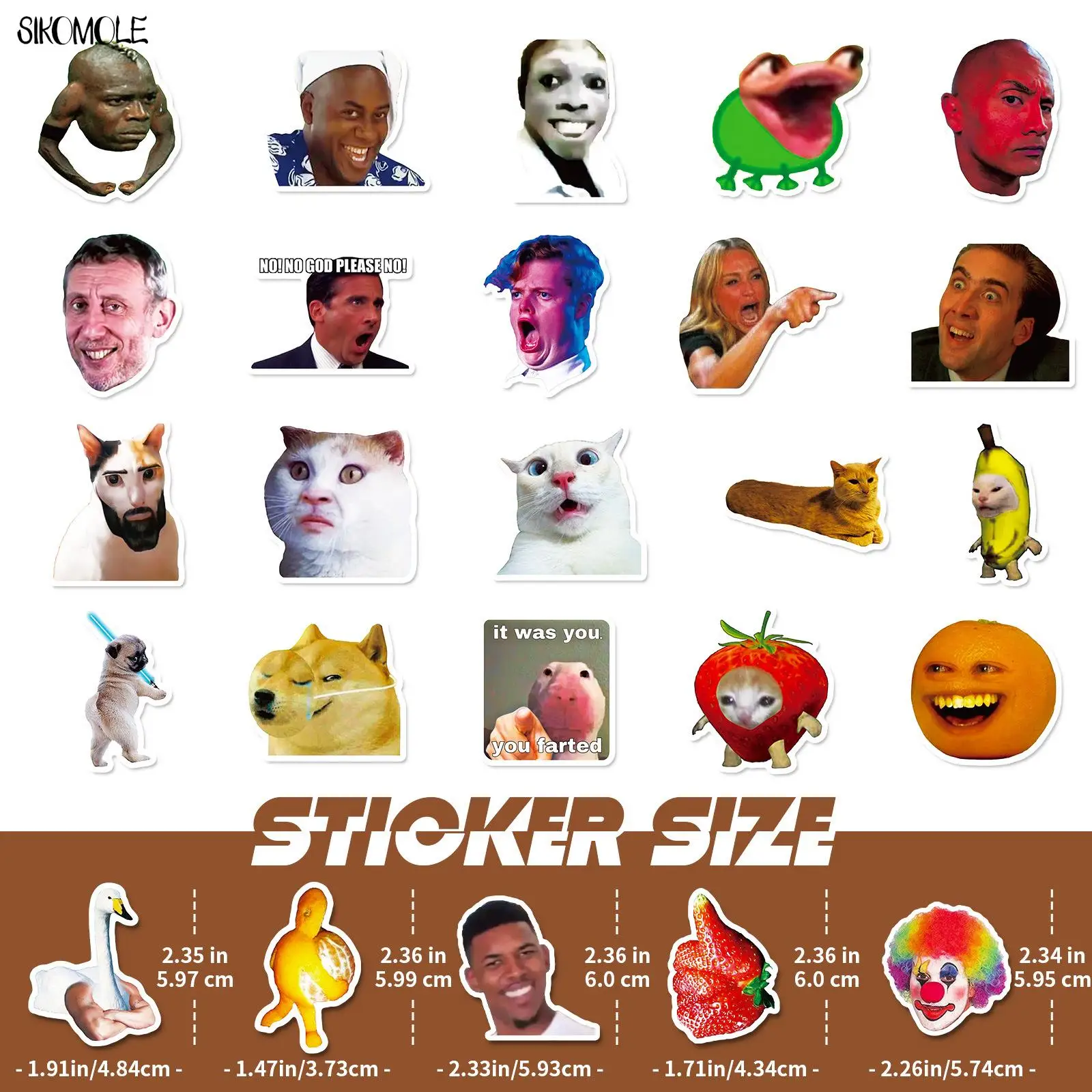 믹스 귀여운 밈 스티커, 캐릭터 스푸핑 표현, DIY 자동차 수하물 가방, 클래식 완구 데칼, 그래피티 스티커 팩, 10 30 50 개