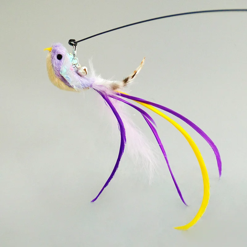 핸즈프리 새/깃털 고양이 지팡이 벨 강력한 흡입 컵 고양이를위한 대화 형 장난감 새끼 고양이 사냥 운동 애완 동물 제품