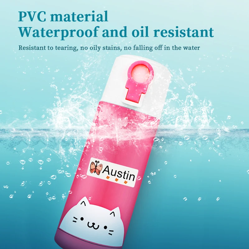 크기 이름 태그 스티커 스티커 사용자 정의 방수 맞춤 라벨 어린이 학교 문구 사무실 물 다양한