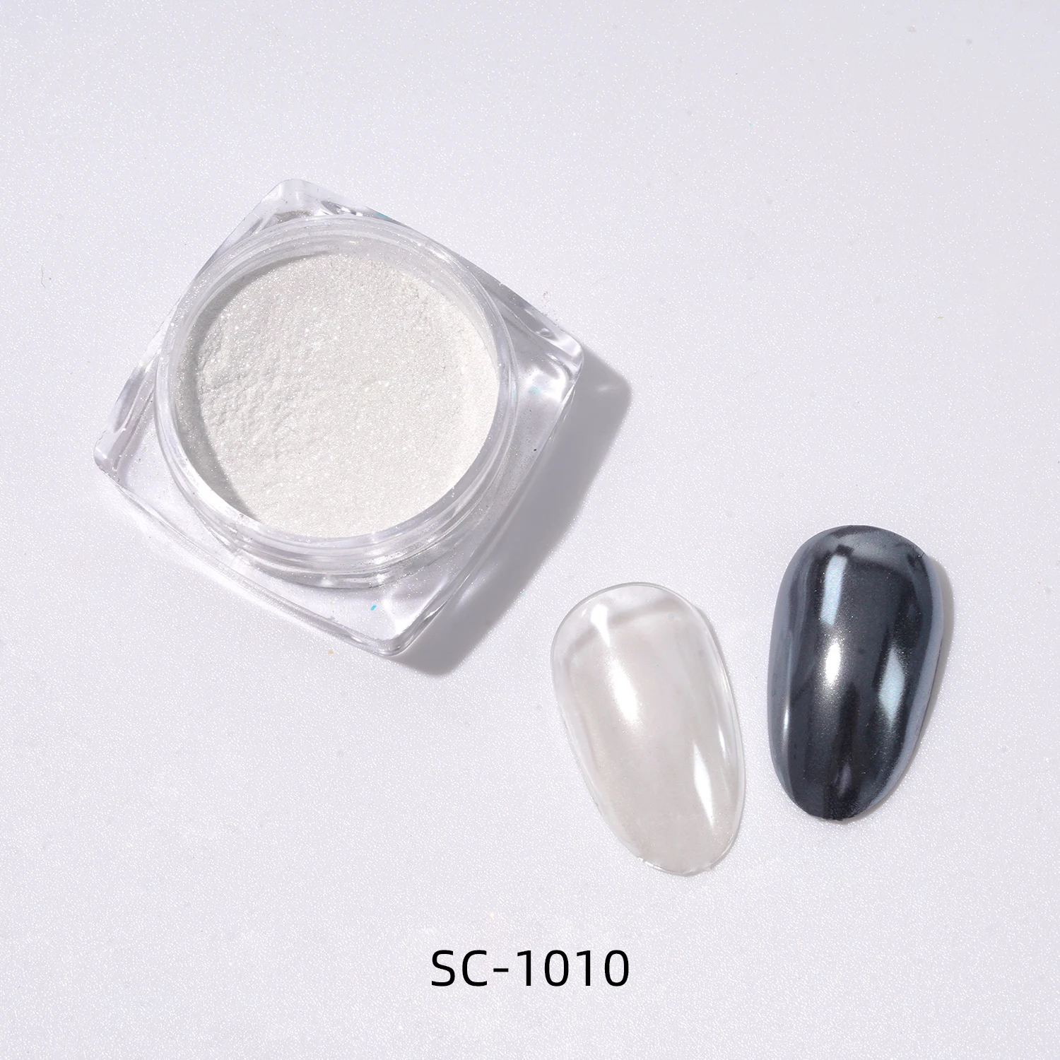 HNDO 화이트 펄 파우더 쉘 마찰 크롬 먼지 매니큐어를위한 밝은 반짝 이는 효과 DIY 네일 아트 디자인 손톱 반짝이 안료