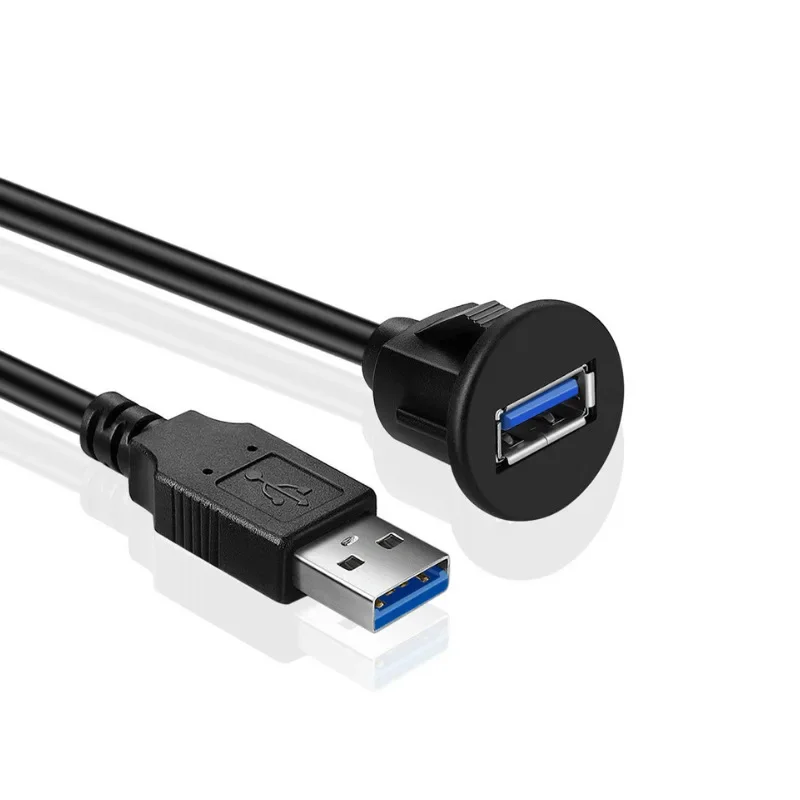 자동차 트럭 보트 오토바이 대시보드 1M용 버클이 있는 USB 3.0 패널 플러시 마운트 연장 케이블