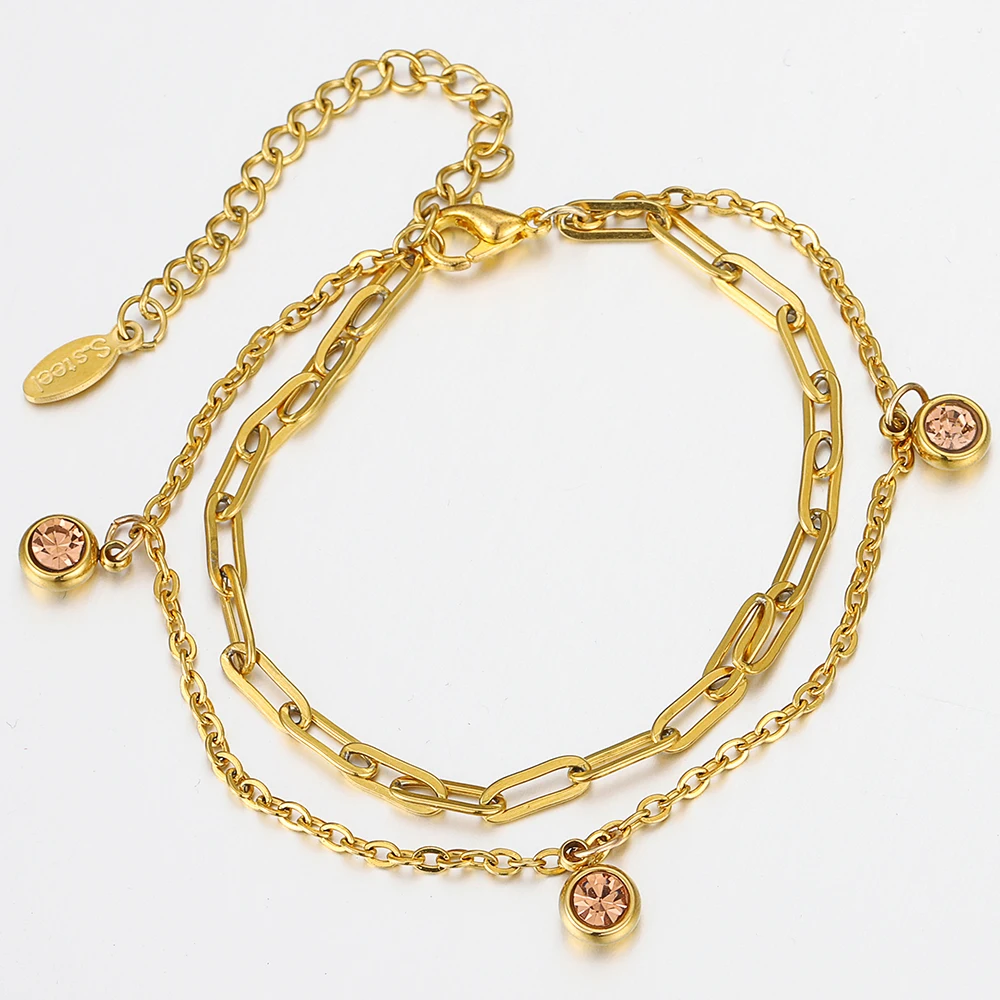 스테인리스 스틸 라인석 비즈, 골드 컬러 크리스탈 참 펜던트, 목걸이 팔찌 주얼리 만들기, DIY 참, 6mm, 20 개