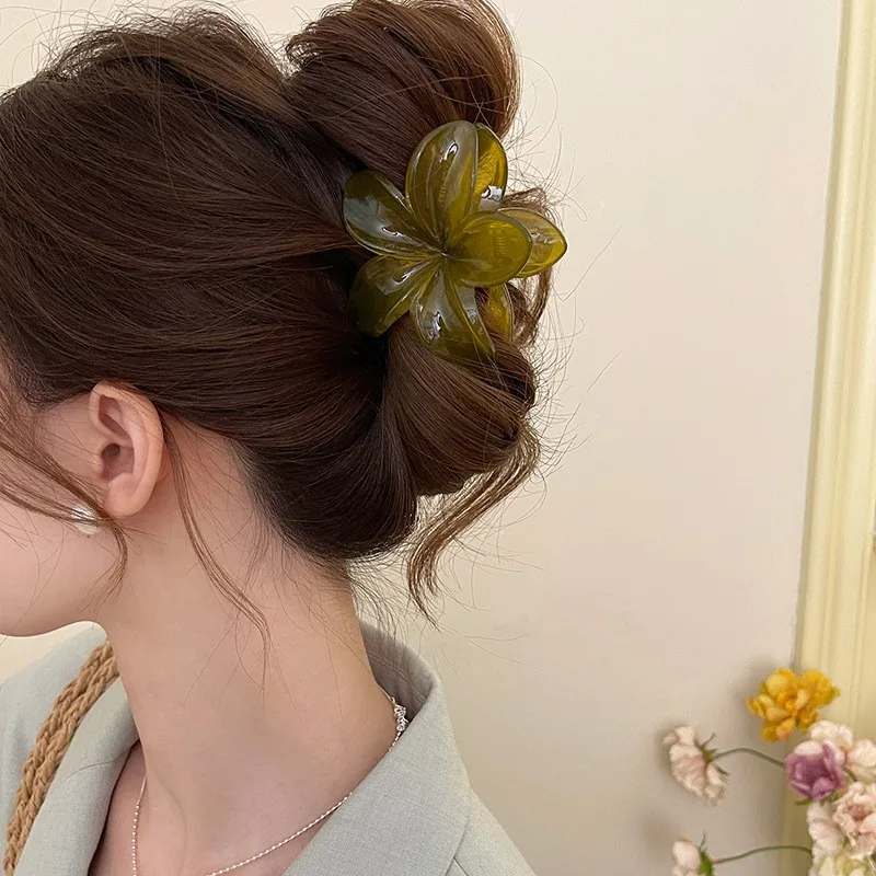 꽃 대형 머리 발톱 클립 크랩 헤어 클램프 여자 여자 포니 테일 홀더 큰 머리 바레트 헤어핀 헤어 액세서리 패션