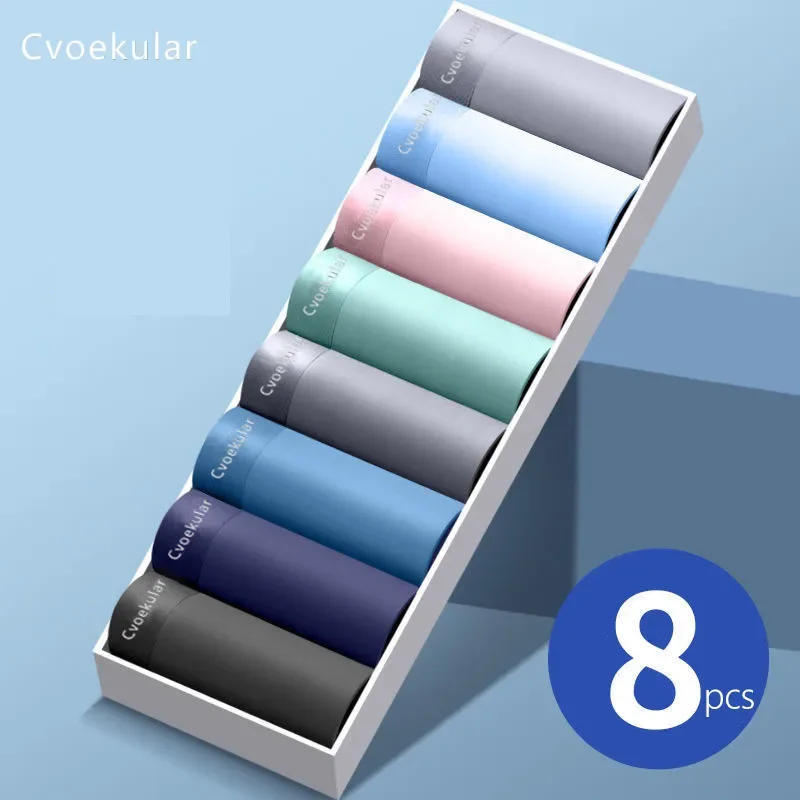 Cvoekular4/8pcs 남자 복서 Underwaer 얼음 실크 Sous Vetement Homme 란제리 속옷 Bokserki Meskie Calzoncillos 반바지 팬티