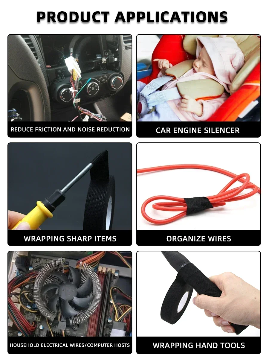 전기 테이프 내열성 하네스 테이프 절연 자동차 직물 천 테이프 방수 소음 저항 접착 테이프