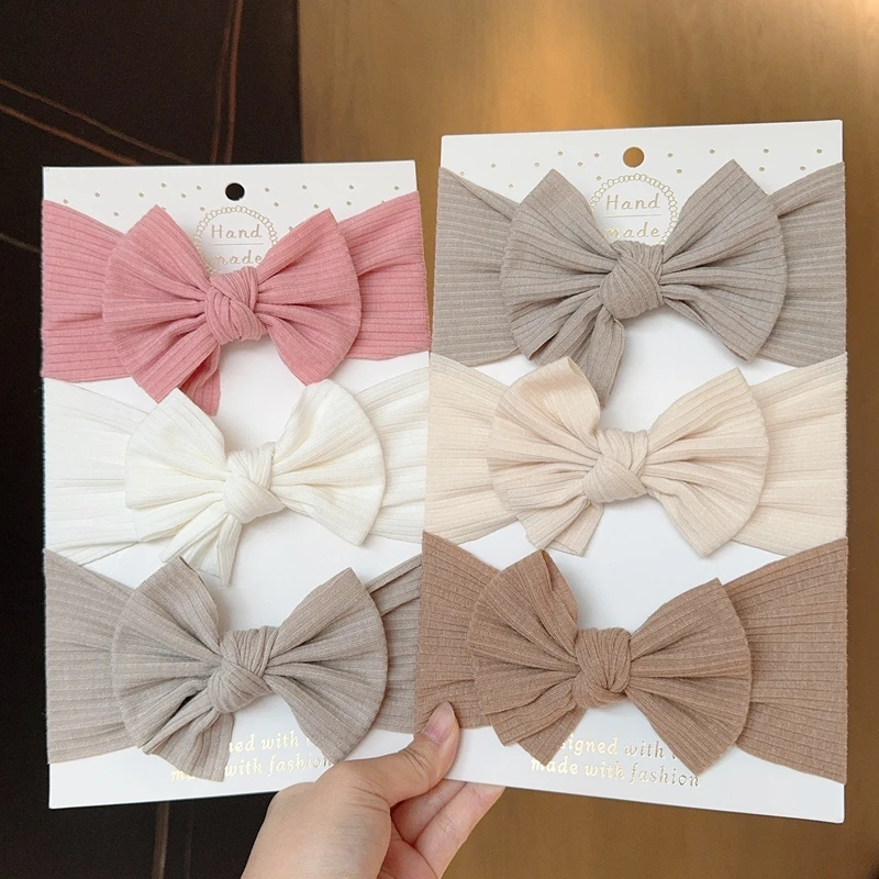 3pcs 아기 소녀 활 머리띠 신생아 터번 헤어 밴드 액세서리 어린이 헤어 밴드 야외 유아 어린이 HeadWrap 헤어 액세서리