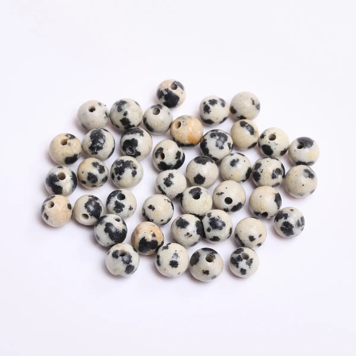 40-15 개/가방 4mm/6mm/8mm/10mm/12mm 천연 석재 라운드 느슨한 달마시안 재스퍼 비즈 쥬얼리 만들기 DIY 팔찌