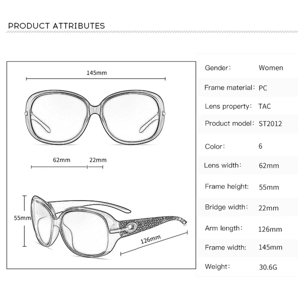 YSYX 편광 여성 선글라스 브랜드 디자이너 선글라스 패션 클래식 빅 프레임 유리 여성 빈티지 Oculos De Sol ST2012
