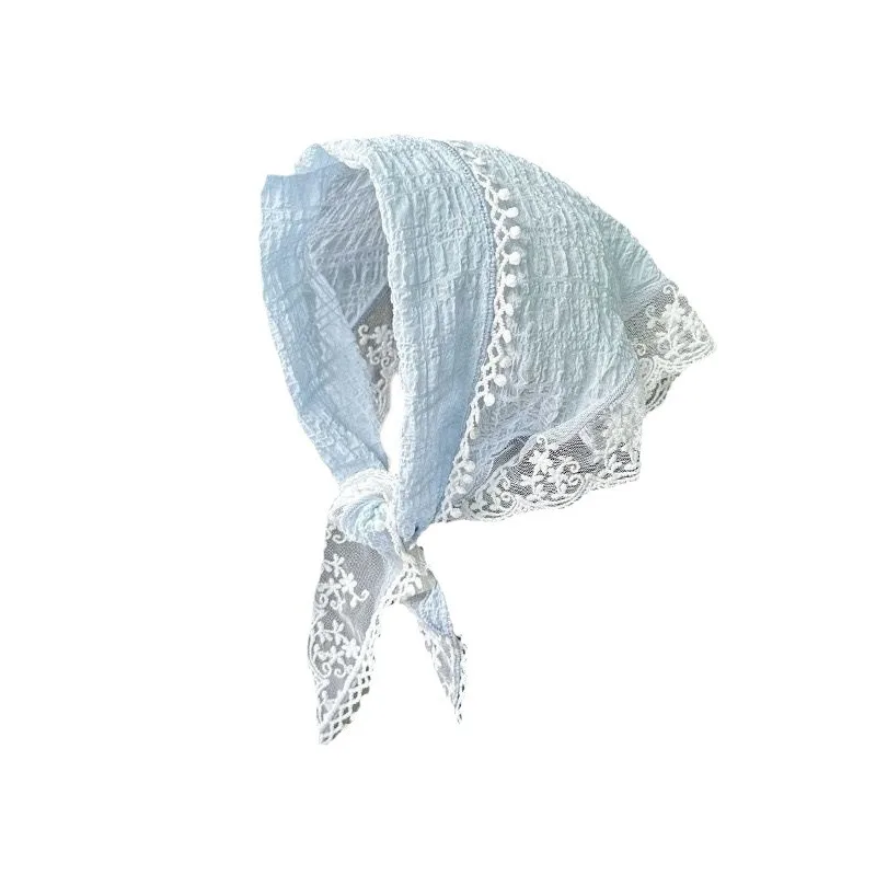 여자 여자 마름모 달콤한 귀여운 니트 삼각형 프랑스어 목가적 인 스타일 머리띠 꽃 Headscarf 해변 휴가 헤어 액세서리